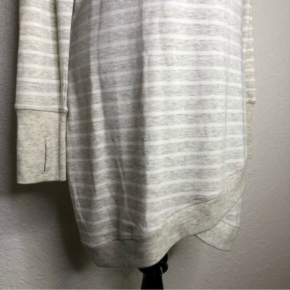 Athleta oatmeal white striped knit tunic asymmetrical hem dress size Medium - Picture 5 of 14
